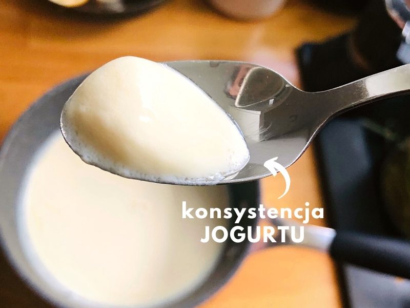 Wegański jogurt sojowy z Zakwaski do VEGURTU wychodzi gęsty.